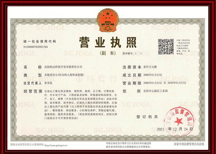 岳陽(yáng)凱達(dá)科技開(kāi)發(fā)有限責(zé)任公司,催化劑及載體生產(chǎn)銷(xiāo)售,催化劑氫還原
